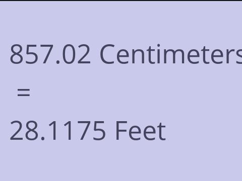 857.02 CM TO FEET