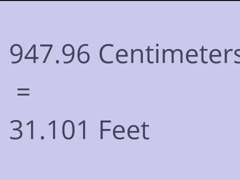 947.96 CM TO FEET