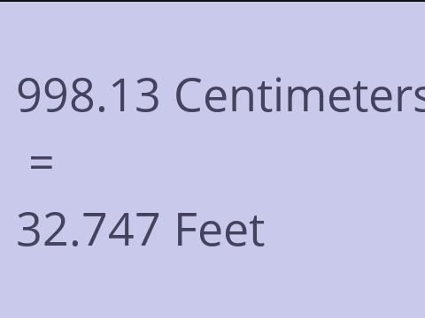 998.13 CM TO FEET